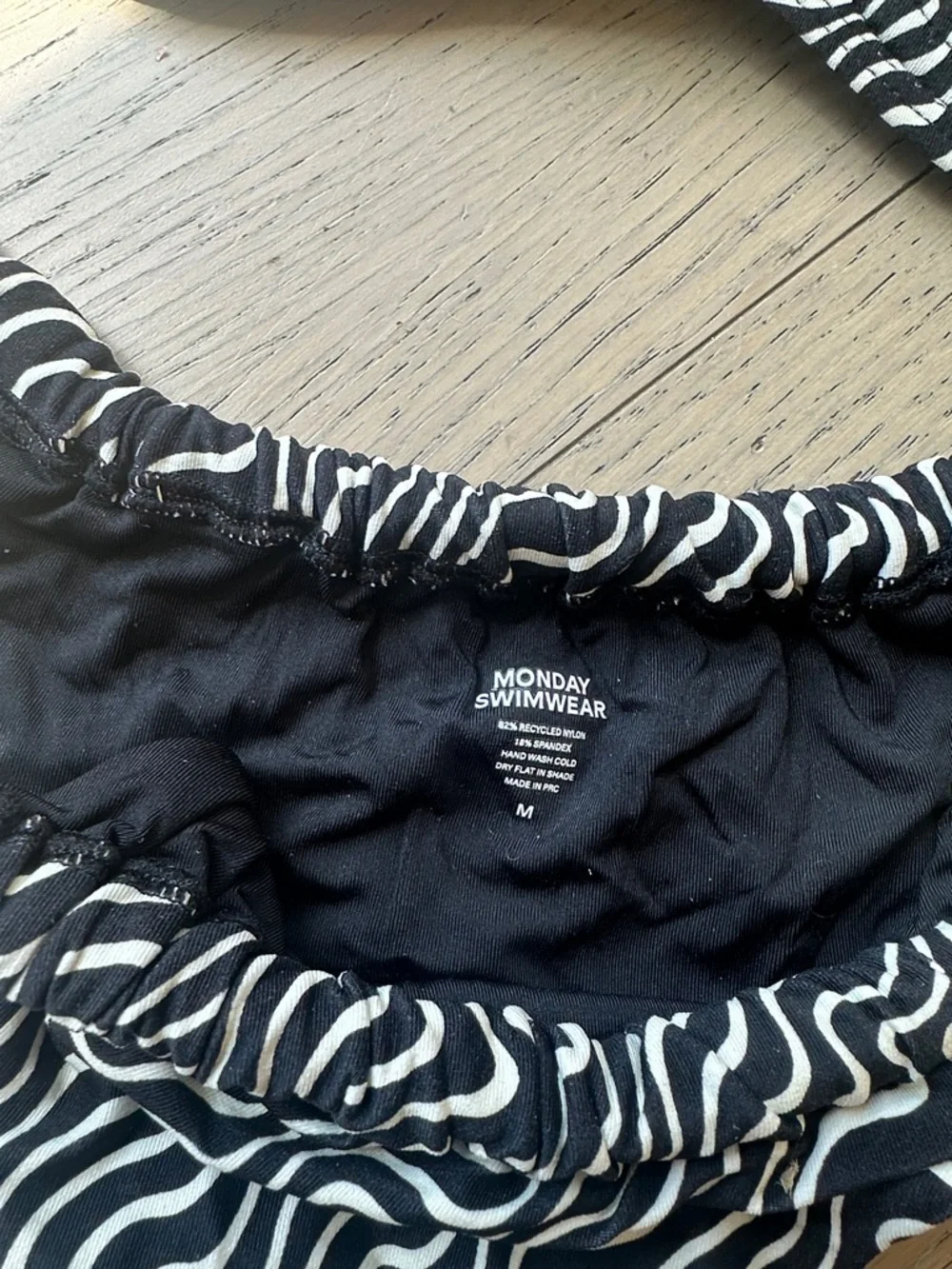Monday Swimwear Black & White Wavy Print Bikini